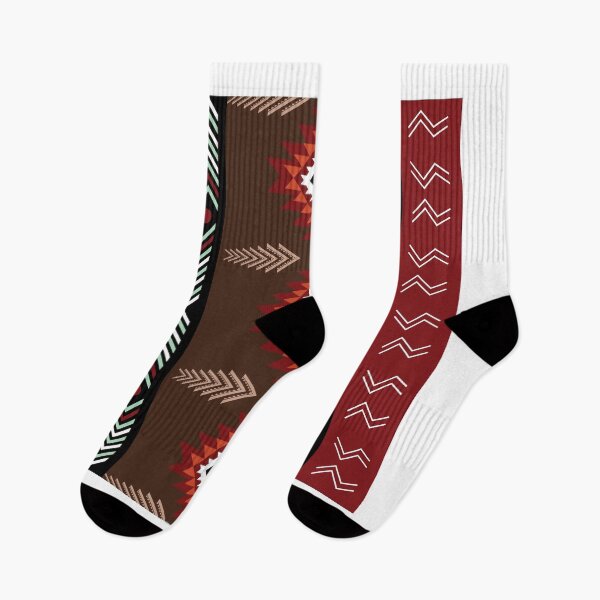 Item preview, Minimalist Geometric Tribal Pattern in Red, Brown & Turquoise on Black designed and sold by PAWIRADA.