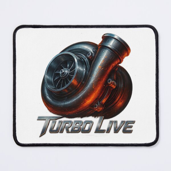 Item preview, Glowing chrome turbocharger with “Turbo Live” lettering designed and sold by PixelPrisma.