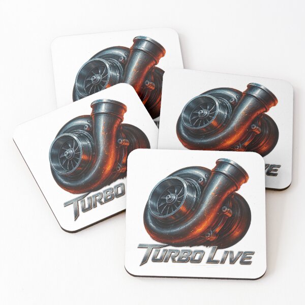 Artikelvorschau, Glühender Chrom-Turbolader mit „Turbo Live“-Schriftzug entworfen und verkauft von PixelPrisma.