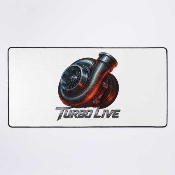 Item preview, Glowing chrome turbocharger with “Turbo Live” lettering designed and sold by PixelPrisma.