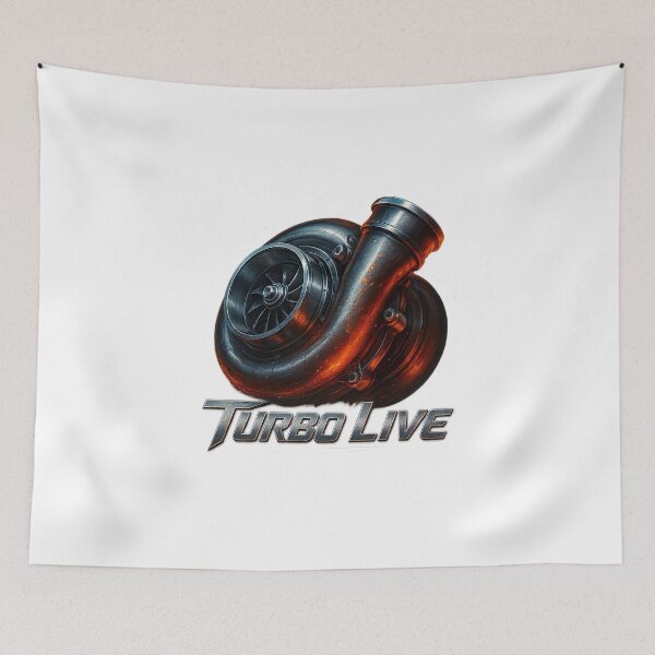 Artikelvorschau, Glühender Chrom-Turbolader mit „Turbo Live“-Schriftzug entworfen und verkauft von PixelPrisma.