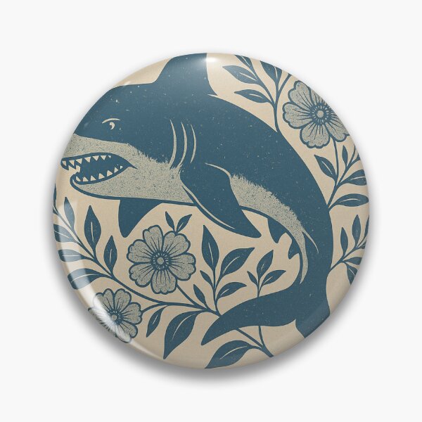 Item preview, Vintage Shark among Blue Flowers designed and sold by DarkTonight.