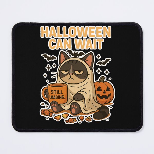 Item preview, Halloween Can Wait – Lazy Black Cat with Coffee Halloween Design designed and sold by Whirl & Swirl.