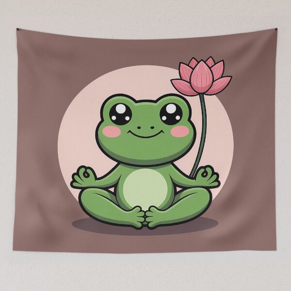 Item preview, Yoga Frog With Lotus designed and sold by KateLeap.