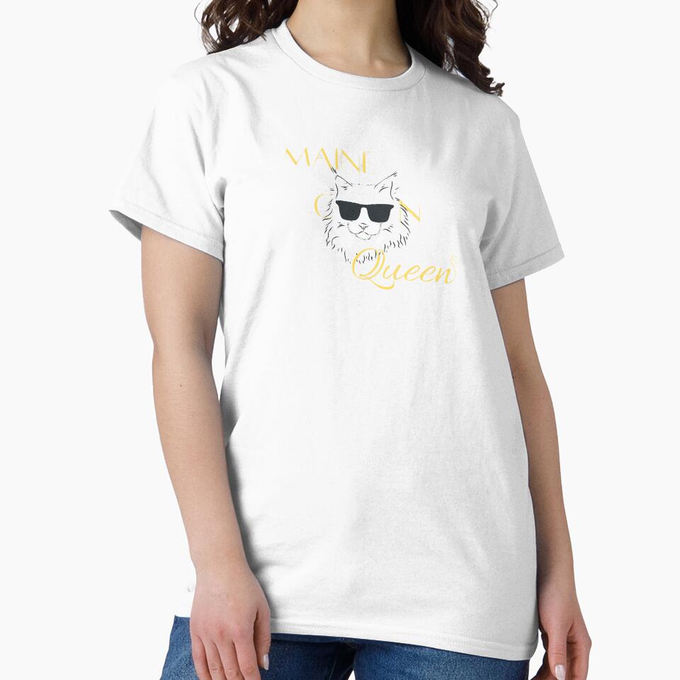 "Maine Coon Queen | Funny Cat Mom T Shirt For Cat Lovers" Classic T-Shirt Urbanshirtlab
