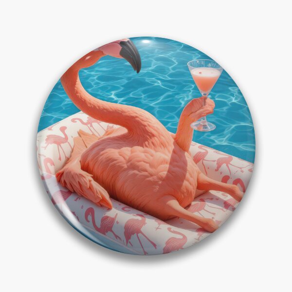 Item preview, Flamingo Floating In a Swimming Pool With Cocktail designed and sold by Maria Dryfhout.