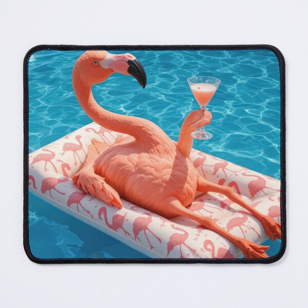 Item preview, Flamingo Floating In a Swimming Pool With Cocktail designed and sold by Maria Dryfhout.