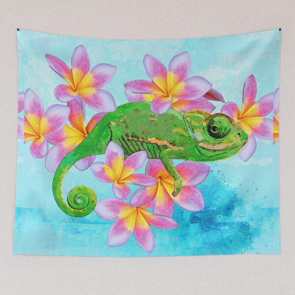 Item preview, Garden Chameleon Tropical Floral Art  designed and sold by Sharon Cummings Art.