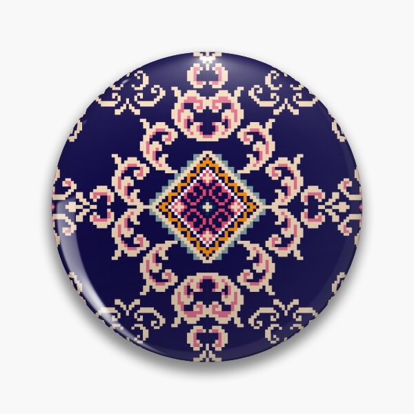 Item preview, Navy Pixel Ethnic Pattern in Pink Red designed and sold by MNX.