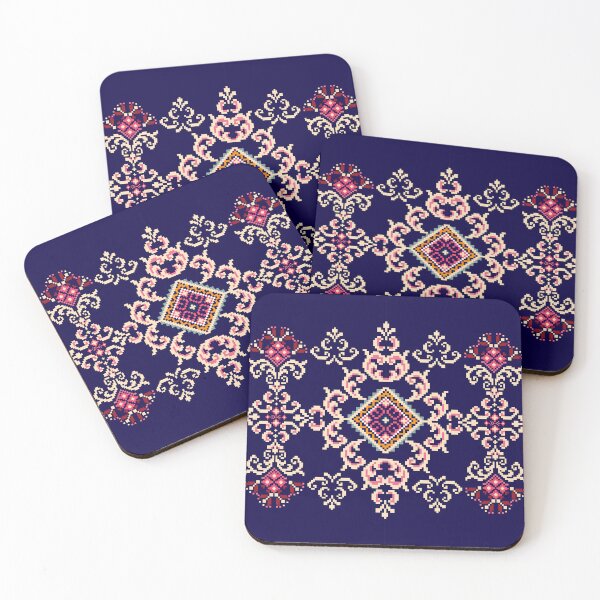 Item preview, Navy Pixel Ethnic Pattern in Pink Red designed and sold by MNX.