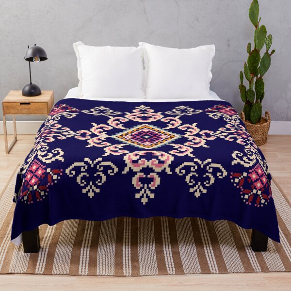 Item preview, Navy Pixel Ethnic Pattern in Pink Red designed and sold by MNX.