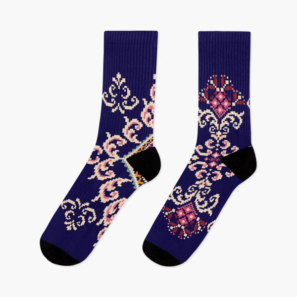 Item preview, Navy Pixel Ethnic Pattern in Pink Red designed and sold by MNX.