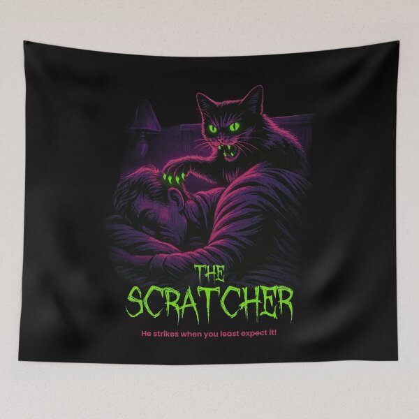 Item preview, The Scratcher | Vintage Cat Horror Movie Poster designed and sold by Oh, the HORROR!.