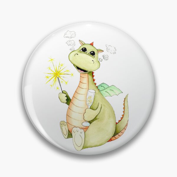 Item preview, Cute watercolor green dragon with sparkles and glass of champagne  designed and sold by MilediVinter.