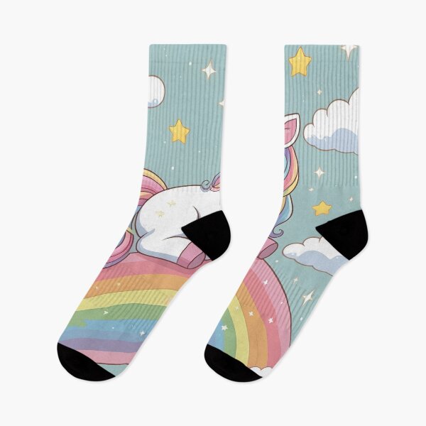 Item preview, Sleeping Unicorn on Rainbow – Pastel Cartoon Stickers designed and sold by Anna2492.