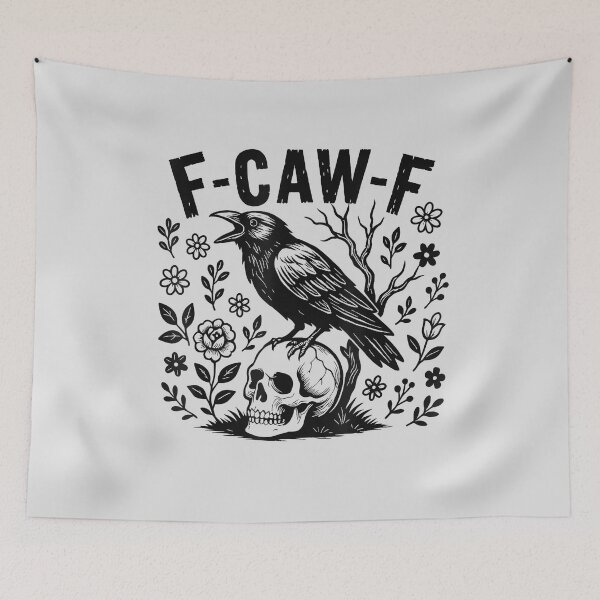 Item preview, Vintage F-Caw-F Gothic Crow with Wildflowers Black Bird Crow designed and sold by ivotee.