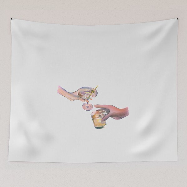 Item preview, Watercolor Martini & Whiskey Hands – Minimalist Bar Aesthetic Print designed and sold by Levision.