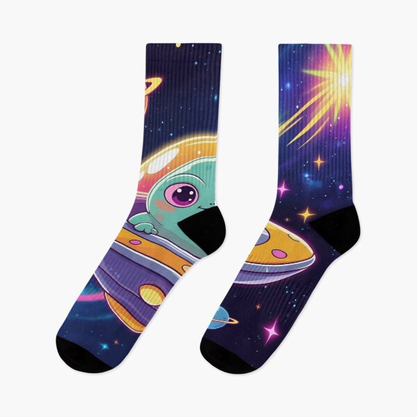 Item preview, Cute alien in UFO – Colorful cartoon space design designed and sold by Anna2492.