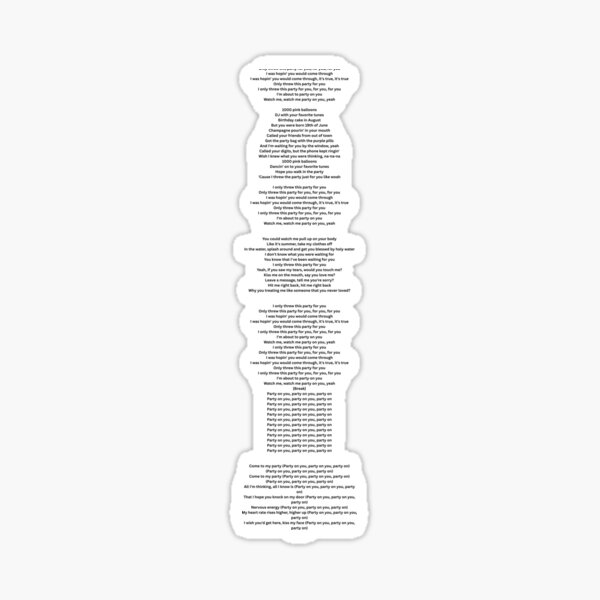 Item preview, party 4 u full lyrics charli xcx designed and sold by Bongus Designs.