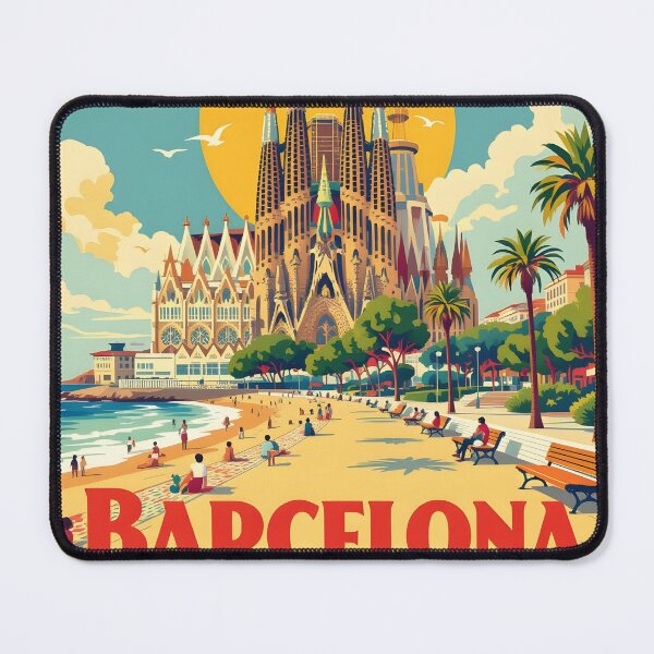 Item preview, Barcelona: Vintage-Style Painterly Travel Poster designed and sold by LSVart.