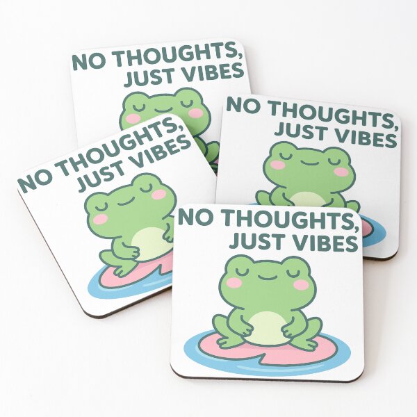 Item preview, Cute Kawaii Frog on Lily Pad – No Thoughts Just Vibes Aesthetic Sticker designed and sold by KeepItSimple089.