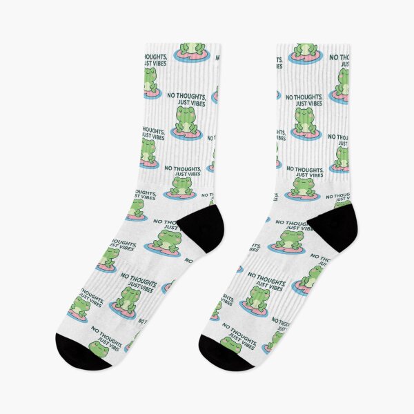 Item preview, Cute Kawaii Frog on Lily Pad – No Thoughts Just Vibes Aesthetic Sticker designed and sold by KeepItSimple089.