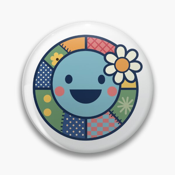 Item preview, Cute Patchwork Smiley – Denim & Floral Sticker Art designed and sold by PnrArtDesign.