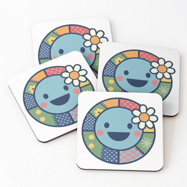Item preview, Cute Patchwork Smiley – Denim & Floral Sticker Art designed and sold by PnrArtDesign.