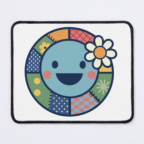 Item preview, Cute Patchwork Smiley – Denim & Floral Sticker Art designed and sold by PnrArtDesign.