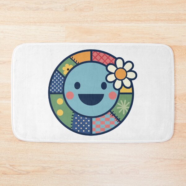 Item preview, Cute Patchwork Smiley – Denim & Floral Sticker Art designed and sold by PnrArtDesign.