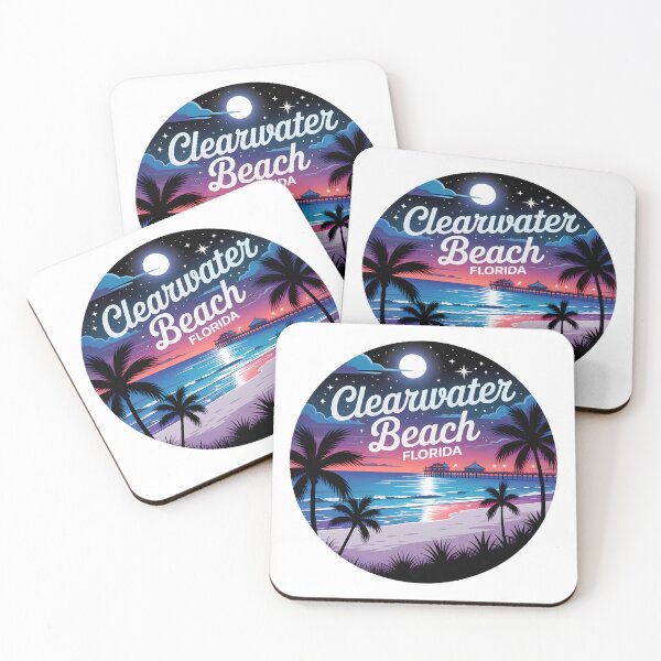 Item preview, Clearwater Beach Florida Nightscape Circle Sticker designed and sold by Horizon Tales.