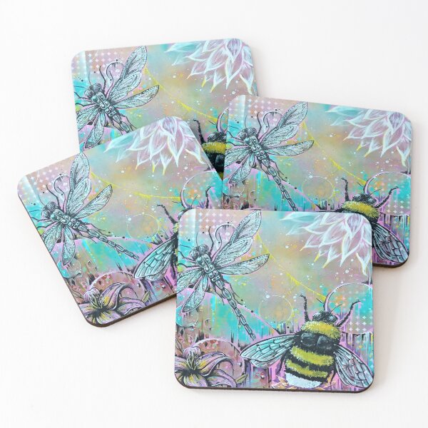 Item preview, Bee & Dragon Fly & Flowers designed and sold by RetroVandal.