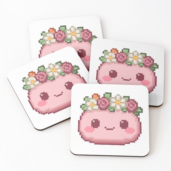 Item preview, Flower Crown Pixel Mochi - Strawberry Cream designed and sold by retro_pixel.