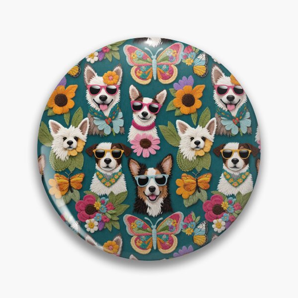 Item preview, Pups in Bloom Features Cool Dogs In Suglasses With Crochet Butterflies And Flowers designed and sold by CarrollGene.