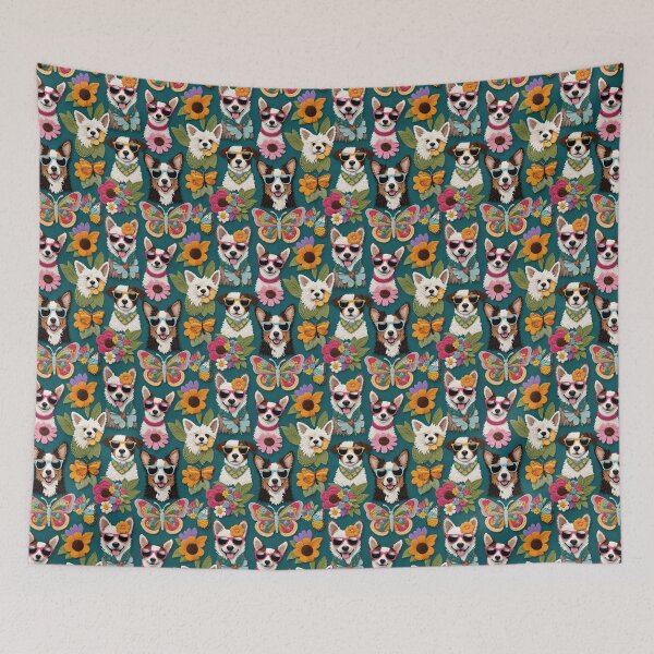 Item preview, Pups in Bloom Features Cool Dogs In Suglasses With Crochet Butterflies And Flowers designed and sold by CarrollGene.