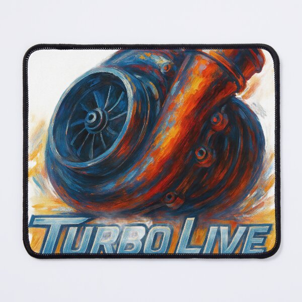 Item preview, Colorful brush drawing of a high-tech turbocharger with “Turbo Live” designed and sold by PixelPrisma.