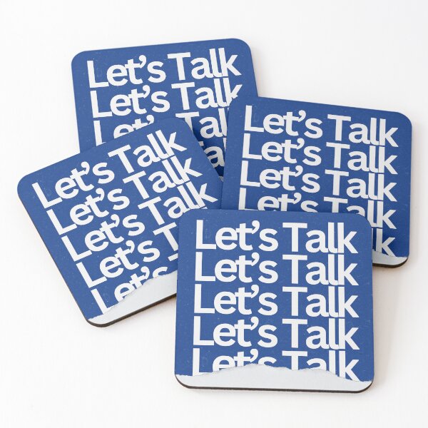 Item preview, Let’s Talk – Repeated Text on Blue Torn Paper Aesthetic Print designed and sold by Levision.