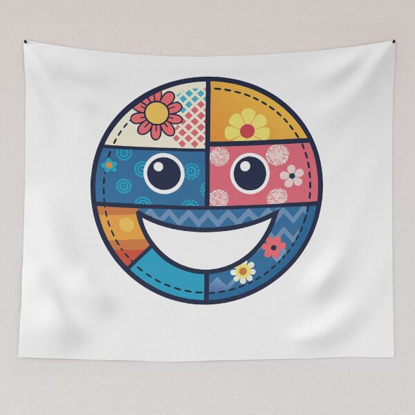 Item preview, Scrapbook Aesthetic Smiley – Textured Mixed Media Face designed and sold by PnrArtDesign.