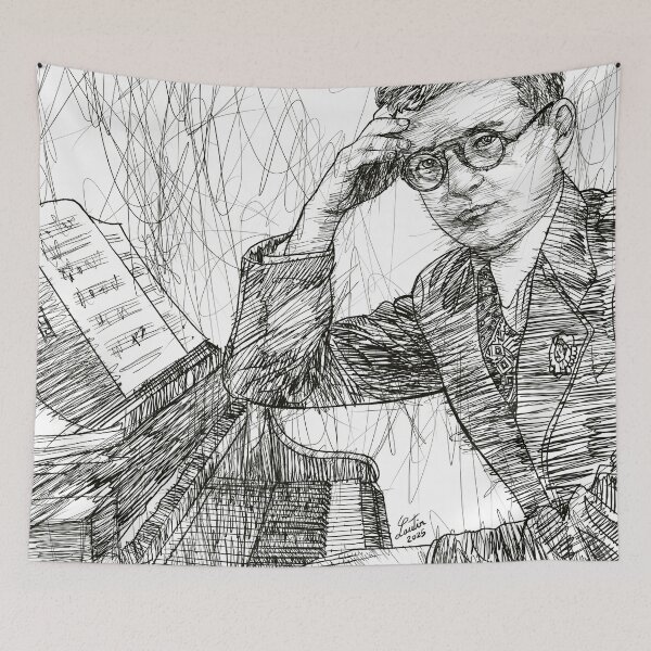 Item preview, DMITRI SHOSTAKOVICH - ink portrait .2 designed and sold by lautir.