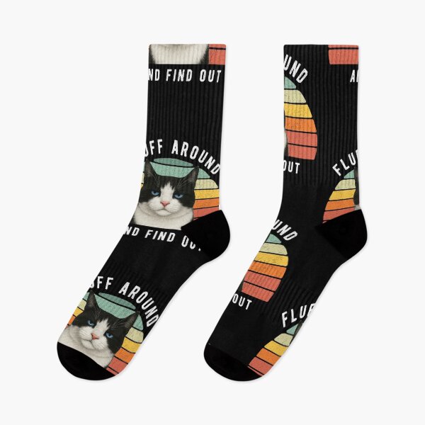 Item preview, Funny Black White Cat Sarcastic Humor  Fluff Around Find Out designed and sold by d247.