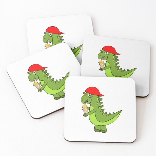 Item preview, Dinosaur Drinking Bubble Tea designed and sold by Sartoris Art.