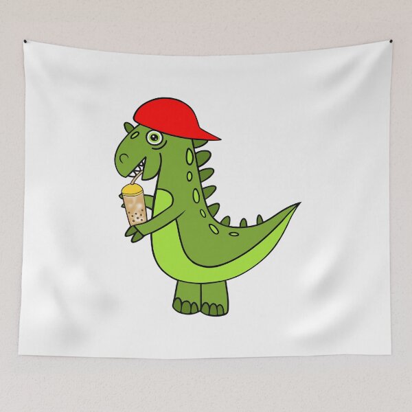 Item preview, Dinosaur Drinking Bubble Tea designed and sold by Sartoris Art.