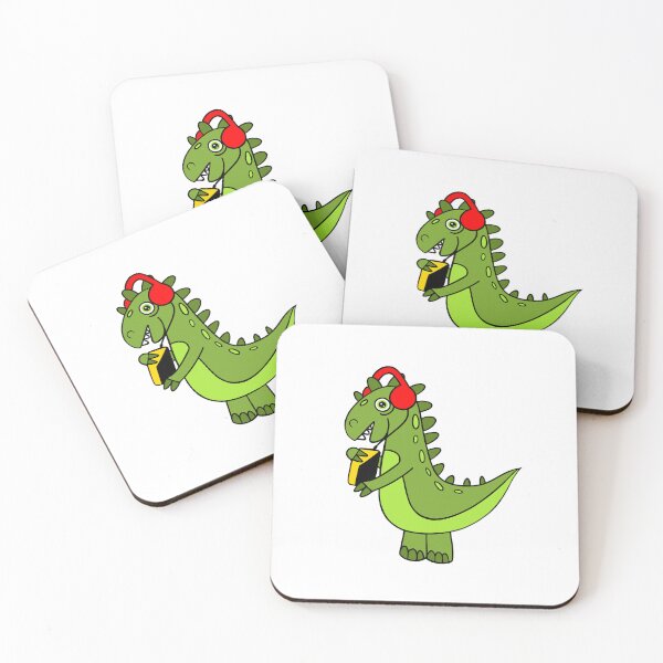 Item preview, Funny Green Dinosaur With Retro Vintage Walkman designed and sold by Sartoris Art.