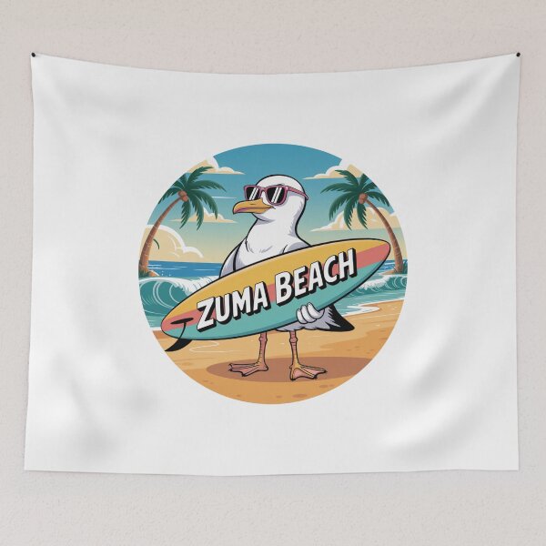Item preview, Zuma Beach Seagull Sticker — Surf Vibes, Summer Cartoon, California Coastal Decor designed and sold by CircinusStore.