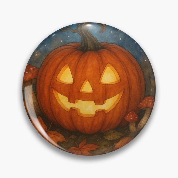 Item preview, Glowing Halloween Pumpkin – Cosy Autumn Watercolour Illustration designed and sold by Quiet Gold.