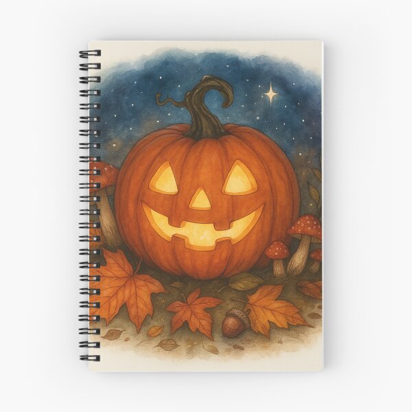 Item preview, Glowing Halloween Pumpkin – Cosy Autumn Watercolour Illustration designed and sold by Quiet Gold.
