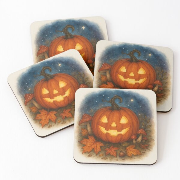 Item preview, Glowing Halloween Pumpkin – Cosy Autumn Watercolour Illustration designed and sold by Quiet Gold.