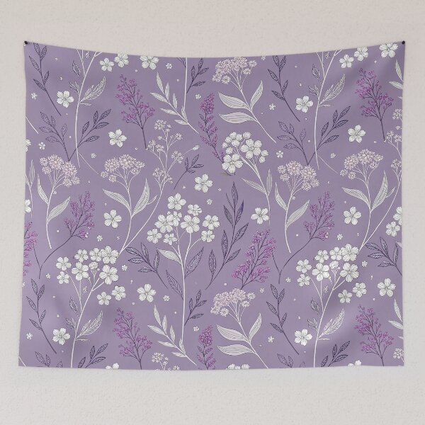 Item preview, Minimal Wildflower Drawing on Purple designed and sold by joycrysstudio.