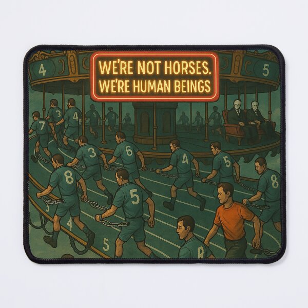 Item preview, We’re Not Horses We’re Human Beings – Anti-System Surreal Illustration designed and sold by weirdfishes123.