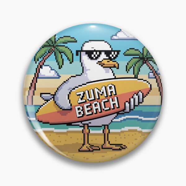 Item preview, Zuma Beach Pixel Art Sticker — 8-Bit Seagull, Retro Summer Vibes, California Surf Decor designed and sold by CircinusStore.